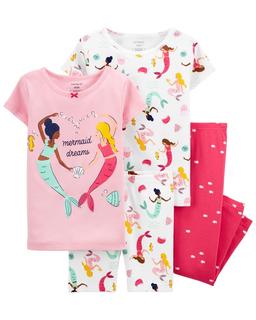  Kız Bebek Deniz Kızı Desenli Pijama 4'lü Paket