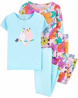  Kız Bebek Çiçek Desenli Pijama 4'lü Paket