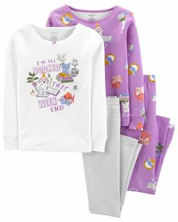  Kız Çocuk Uzun Kollu Pijama 4'lü Paket