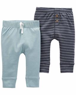  Erkek Bebek Pantolon Set 2'li Paket Mavi