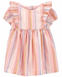  Kız Bebek Çizgi Desenli Elbise