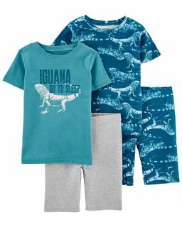  Erkek Çocuk Dinazor Desenli Pijama Seti 4'lü Paket