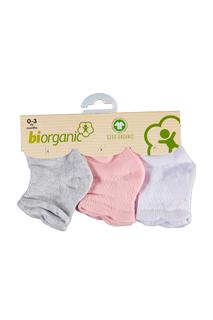  Kız Bebek Organik Soket Çorap 3'lü Paket